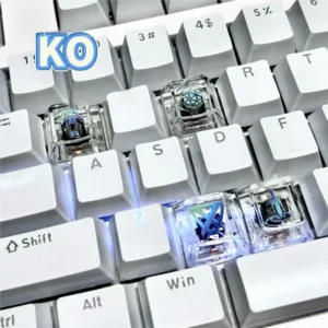 Side profile of Valorant Kay/O Skill Keycaps Handmade translucent showing artisan keycap shape and fit