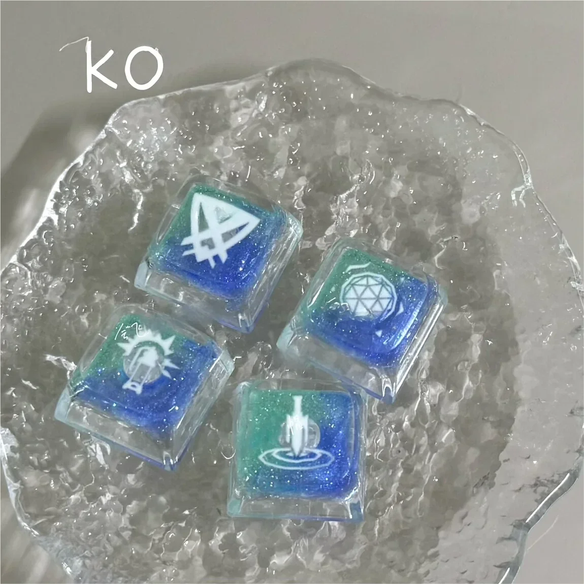 Detailed texture view of Valorant Kay/O Skill Keycaps Handmade translucent design and material