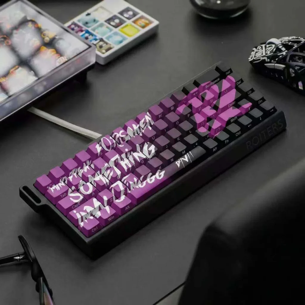 Valorant PRX Keycap Set on a gaming keyboard with side-lit legends glowing
