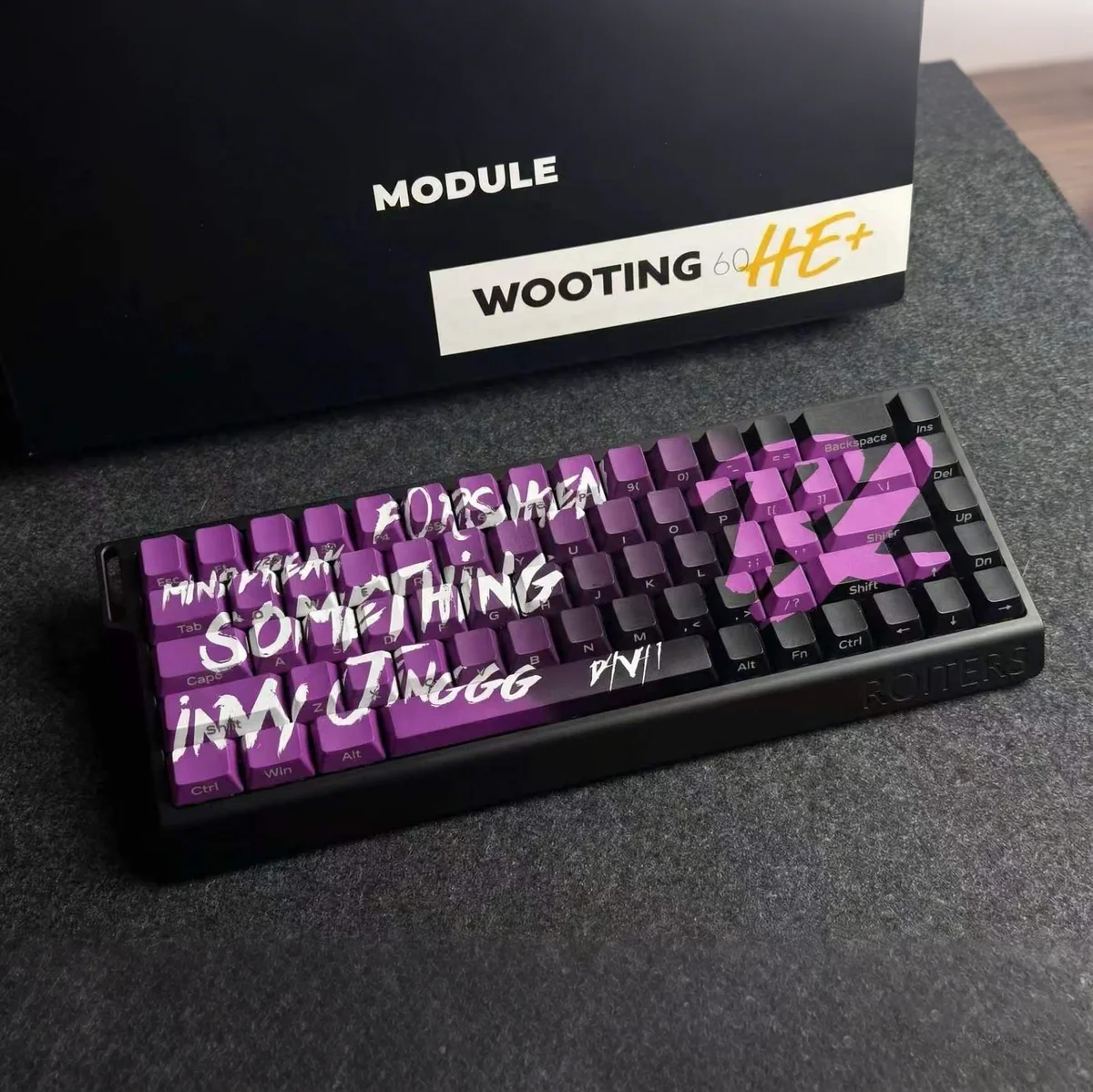 Gamer's setup featuring the Valorant PRX Keycap Set in action during gameplay