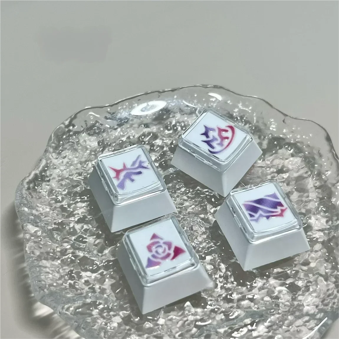 Close-up of Valorant Vyse Skill Keycaps Handcrafted Valorant highlighting details and finish