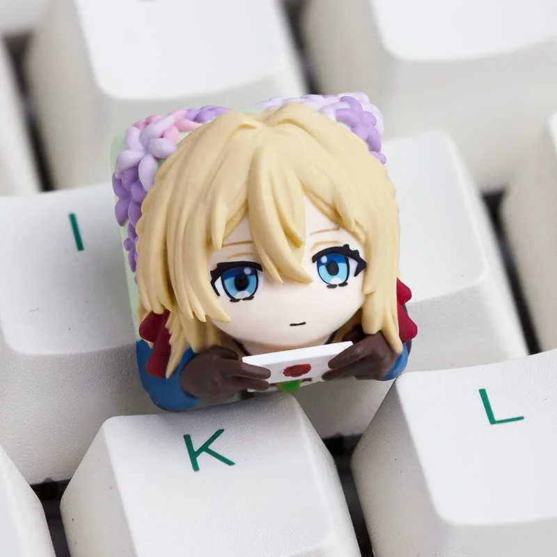 Violet Evergarden themed keycap with elegant anime character design