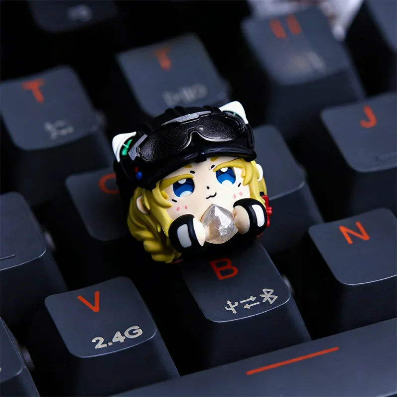 Vlinder With Heart of Africa Artisan Keycap close-up on a mechanical keyboard