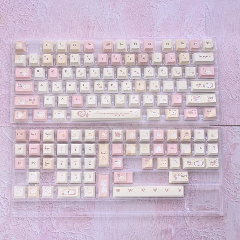 Angle view of Whimsical Karami Cherry Keycap Unique Kara Mi PBT showing color layering and layout presence