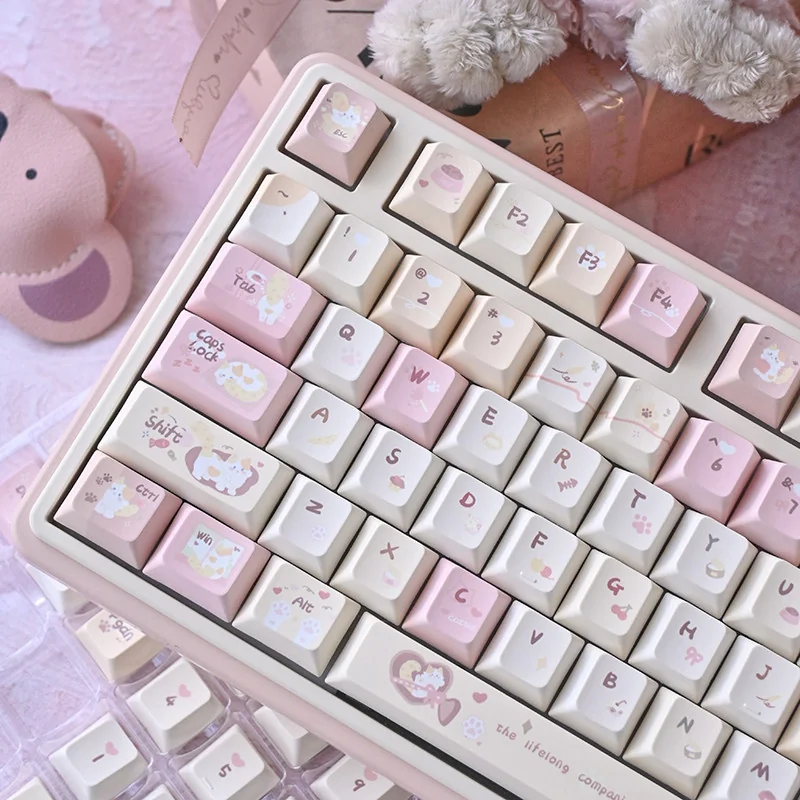 Whimsical Karami Cherry Keycap Unique Kara Mi PBT installed on a mechanical keyboard setup