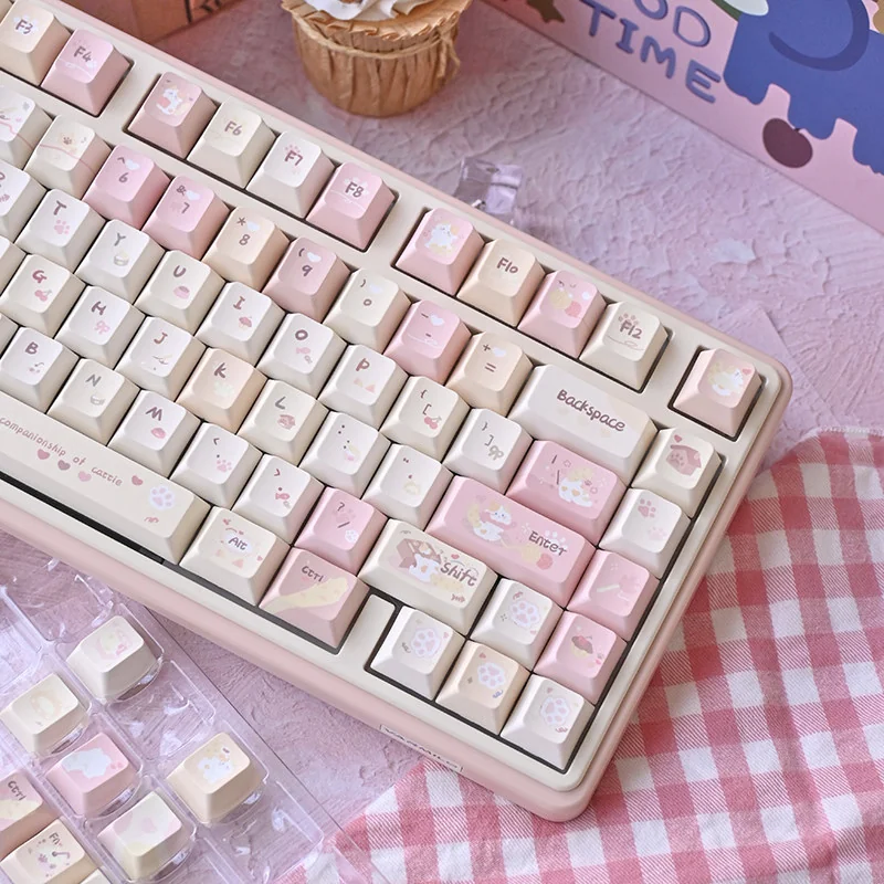 Side profile of Whimsical Karami Cherry Keycap Unique Kara Mi PBT showing keycap set shape and fit