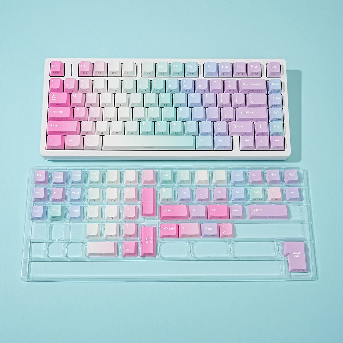 Close-up of Y2K Cherry Keycap Set Vibrant Y2K PBT Keycaps for highlighting details and finish