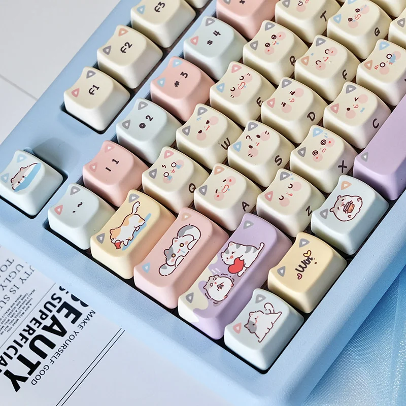 Full layout of 128 Hide-and-Seek Cat keycaps