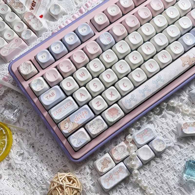 Full layout of Angel Bear pink PBT keycap set