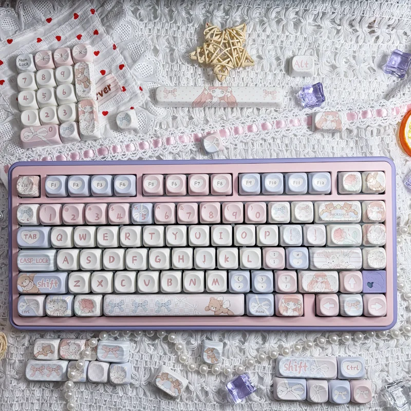 Angel Bear MOA Profile PBT Keycap Set on mechanical keyboard