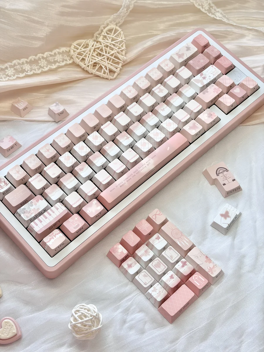 Close-up of side-lit butterfly legend on PBT keycap, showing intricate detail and light effect.