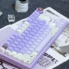C Rabbit PBT Dye-Sub Keycap Set on a white mechanical keyboard, showcasing whimsical rabbit designs