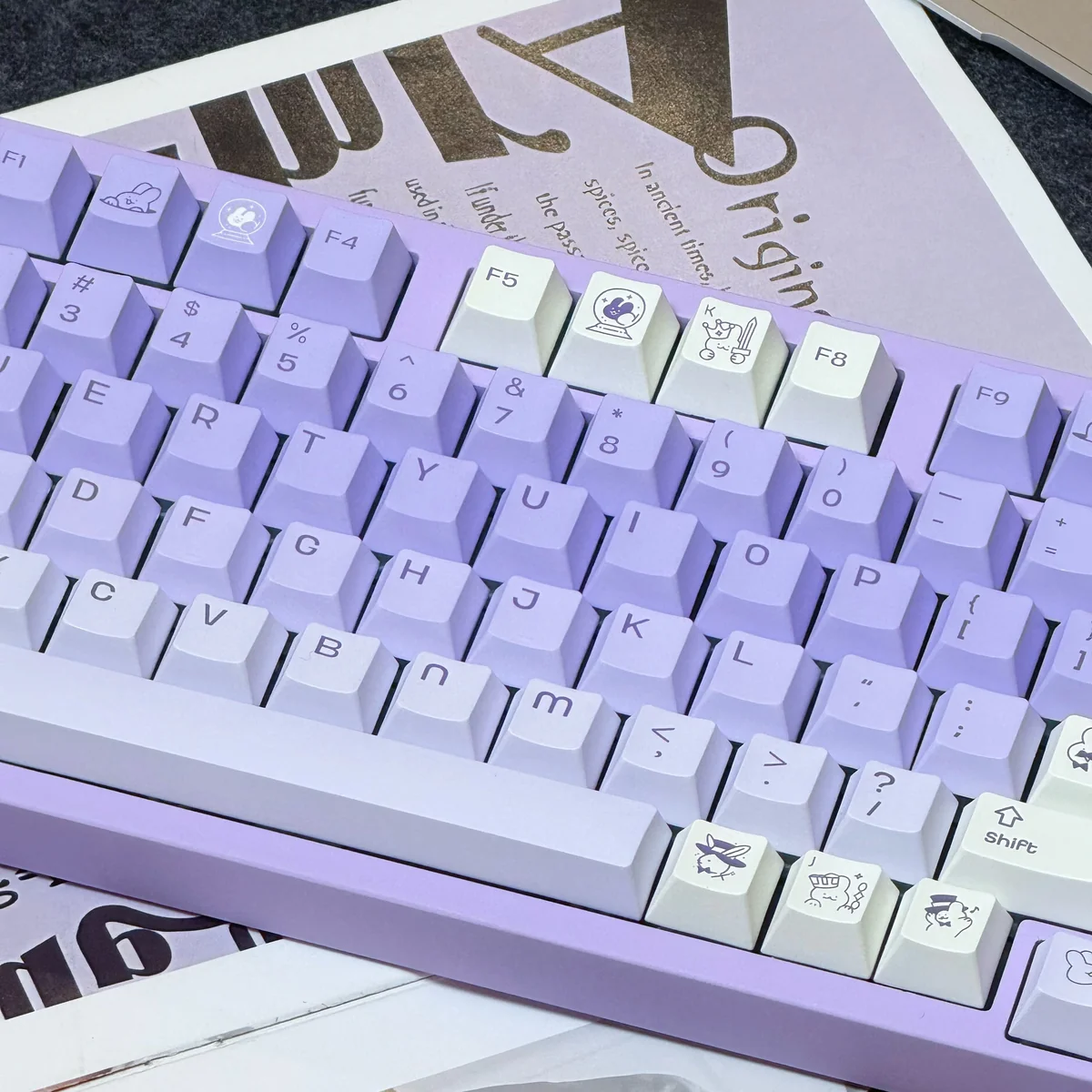 C Rabbit Keycap Set arranged to display the full 139-key layout and various key sizes