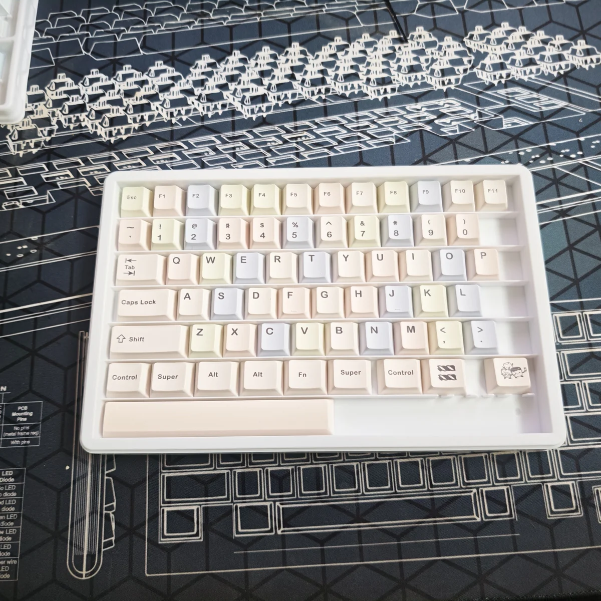 Close-up of C Sugar keycaps showing vibrant dye-sub legends