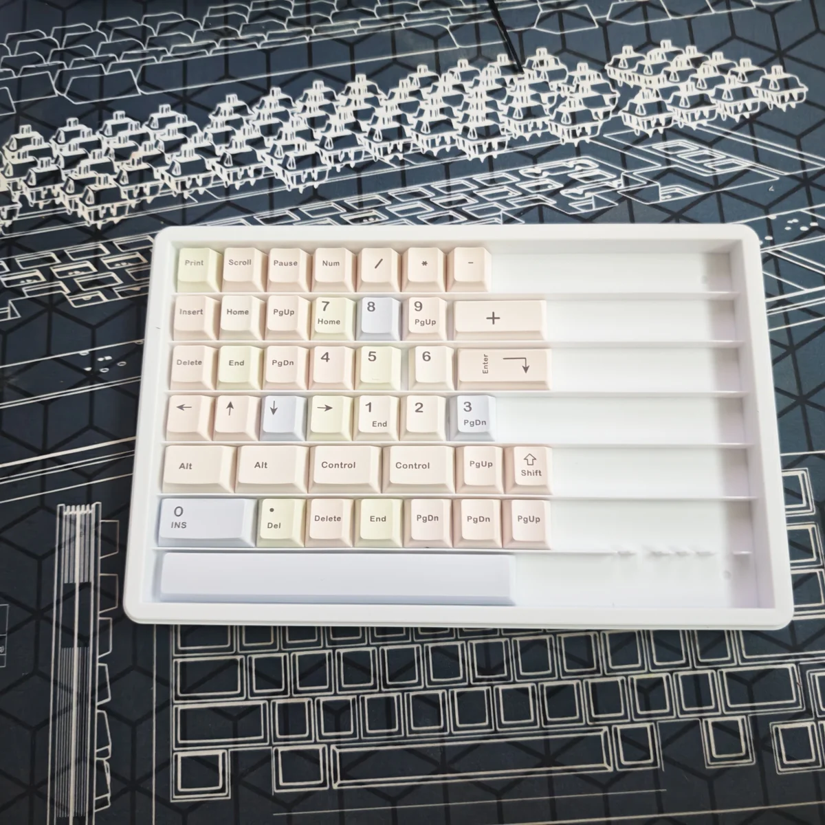 Side view of C Sugar PBT keycaps showcasing Cherry profile