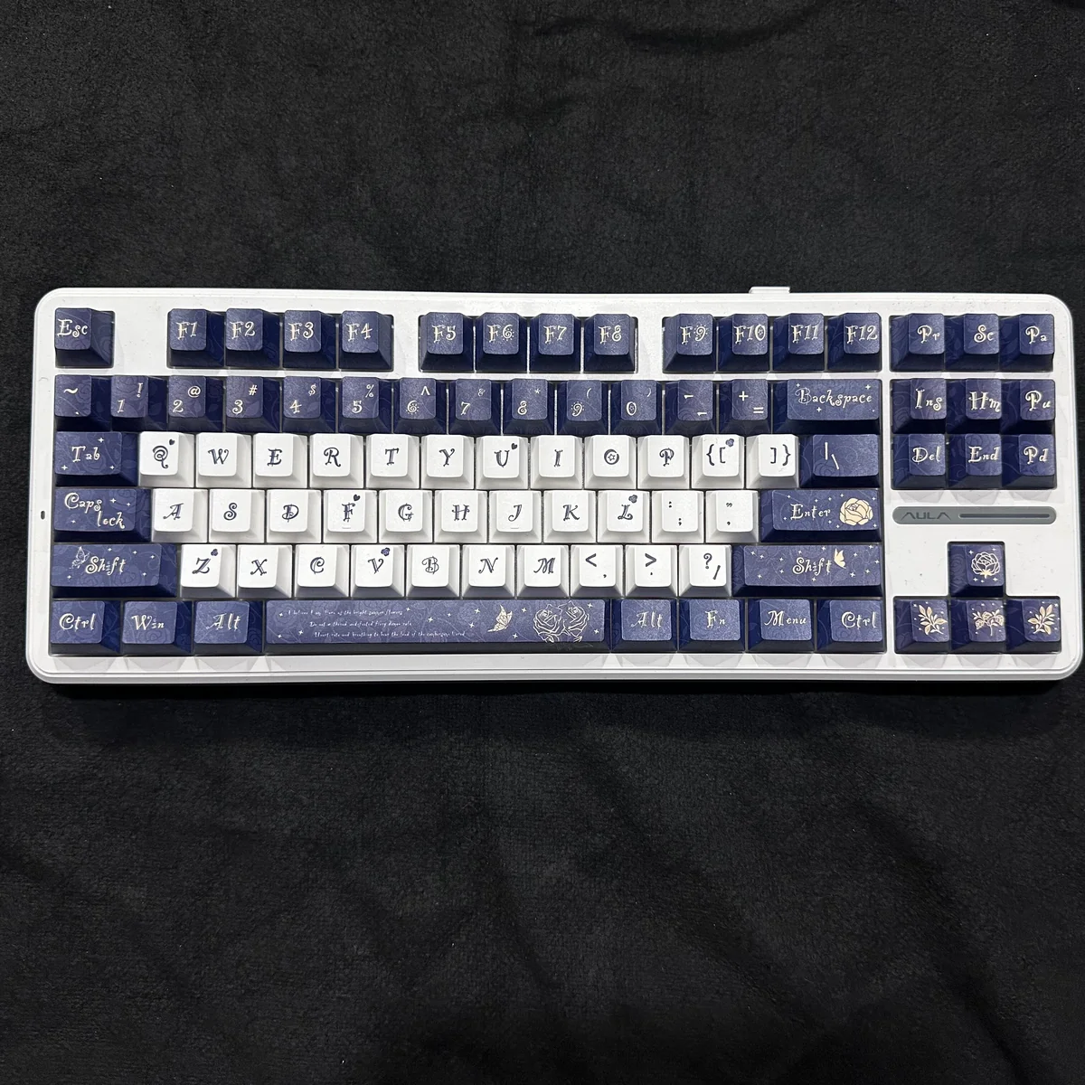 Angle view of Camellia Series Cherry Keycap Durable PBT showing color layering and layout presence