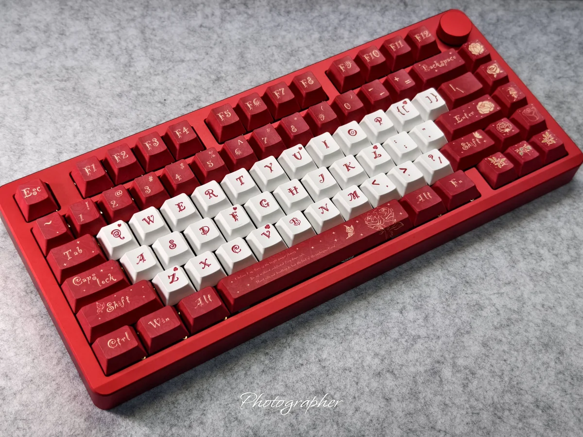 Camellia Series Cherry Keycap Durable PBT installed on a mechanical keyboard setup
