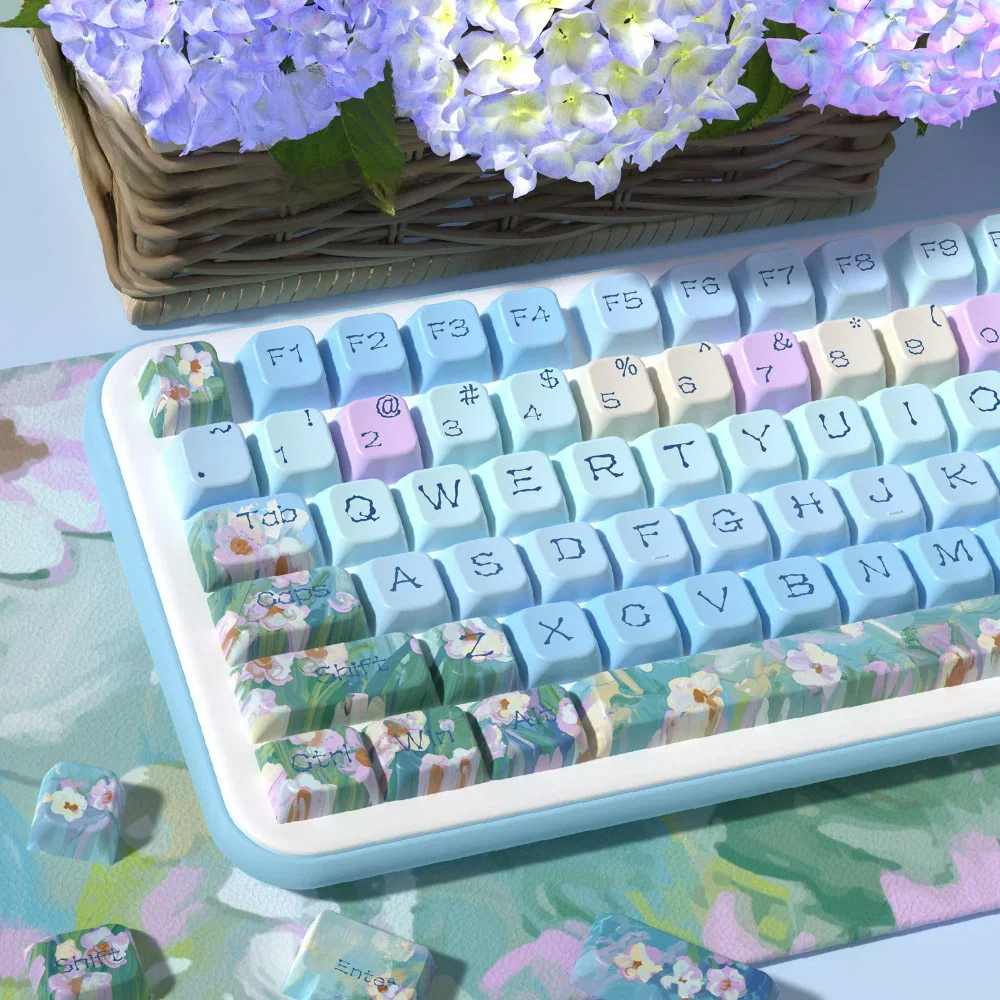 Charming Daisy Series Keycap Charming Daisy PBT installed on a mechanical keyboard setup