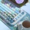 Side profile of Charming Daisy Series Keycap Charming Daisy PBT showing keycap set shape and fit