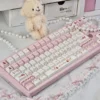 Cherry Cake PBT Keycap Set on a pastel pink mechanical keyboard