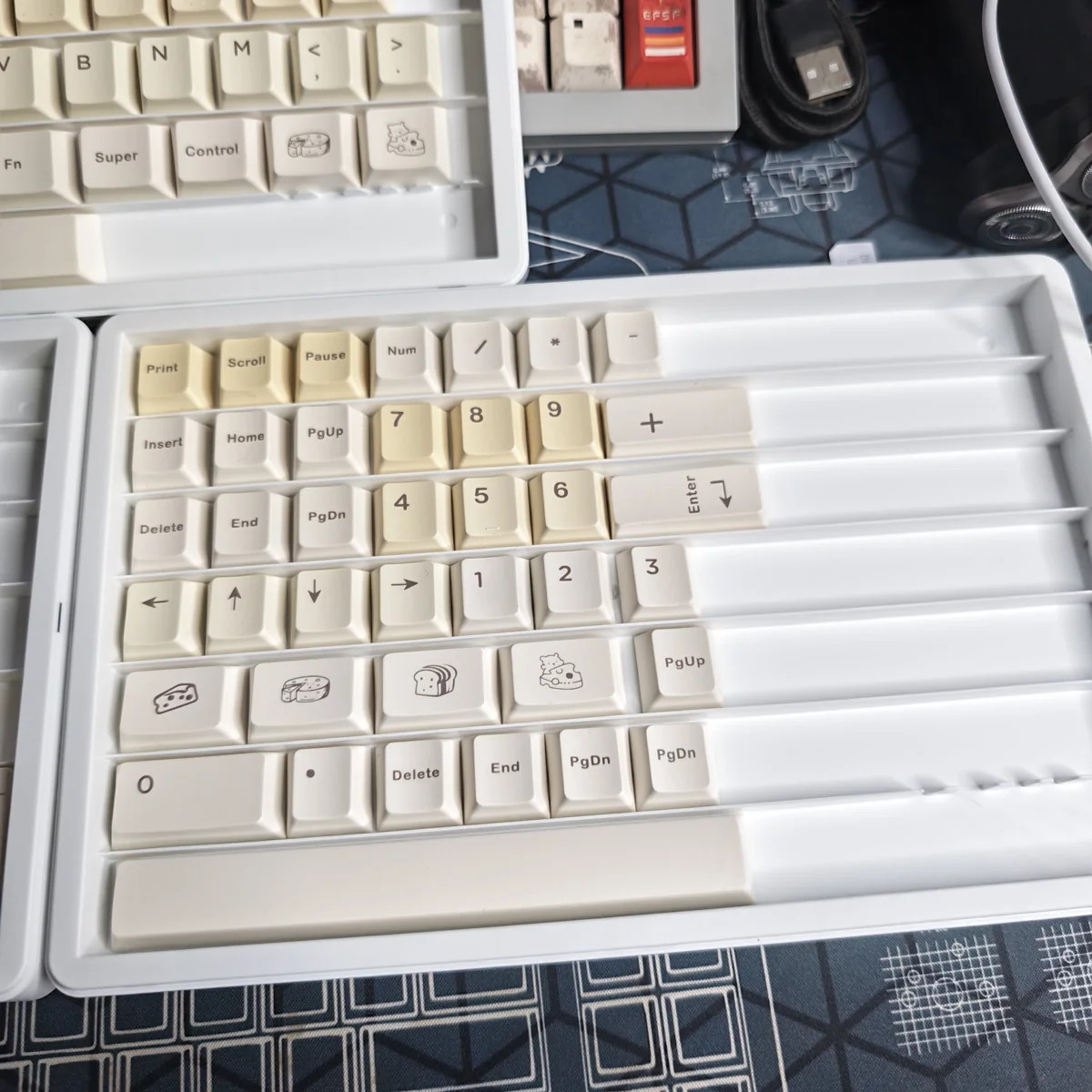 Cherry profile keycaps with yellow and white cheese theme