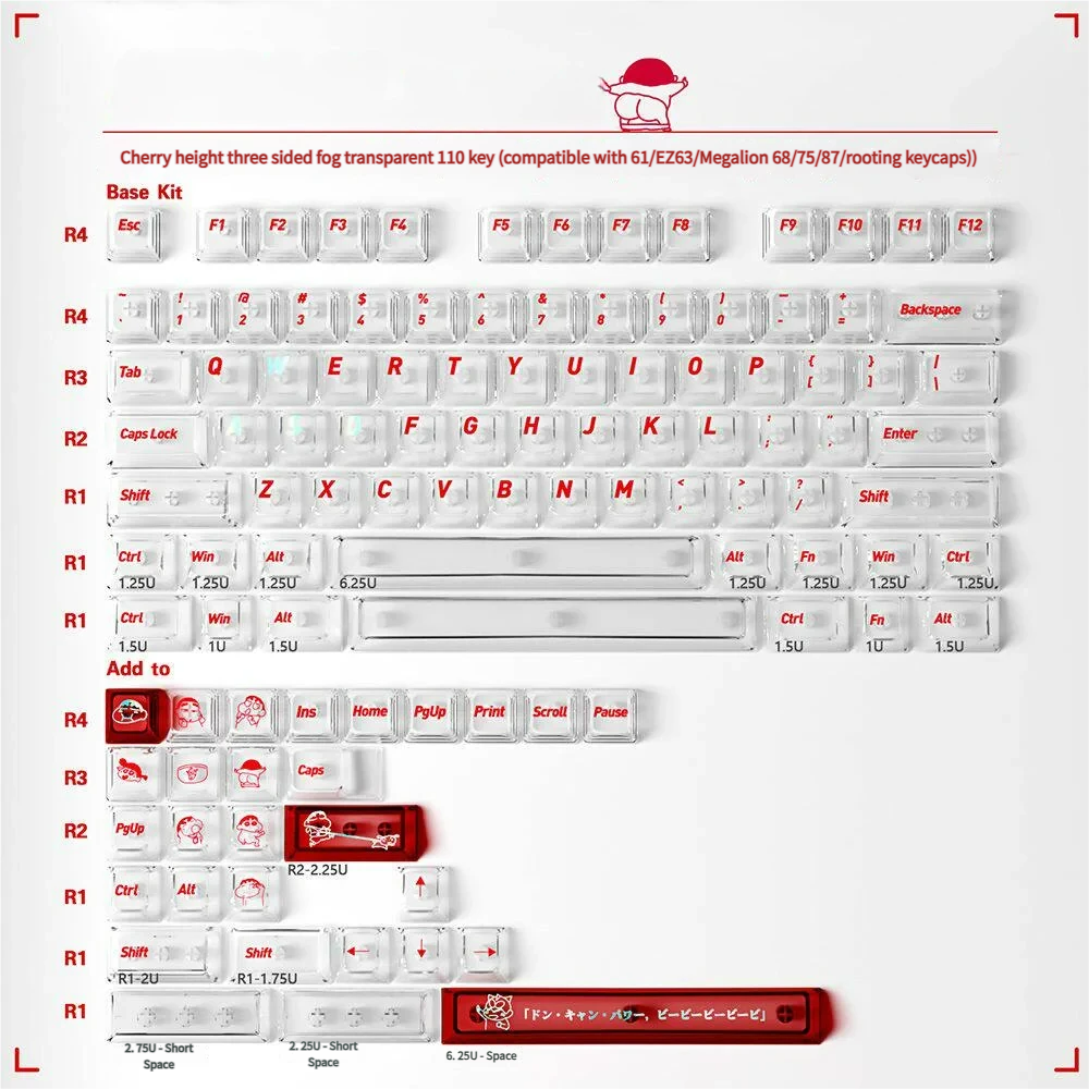 Ergonomic Cherry profile of Crayon Shin-chan keycaps