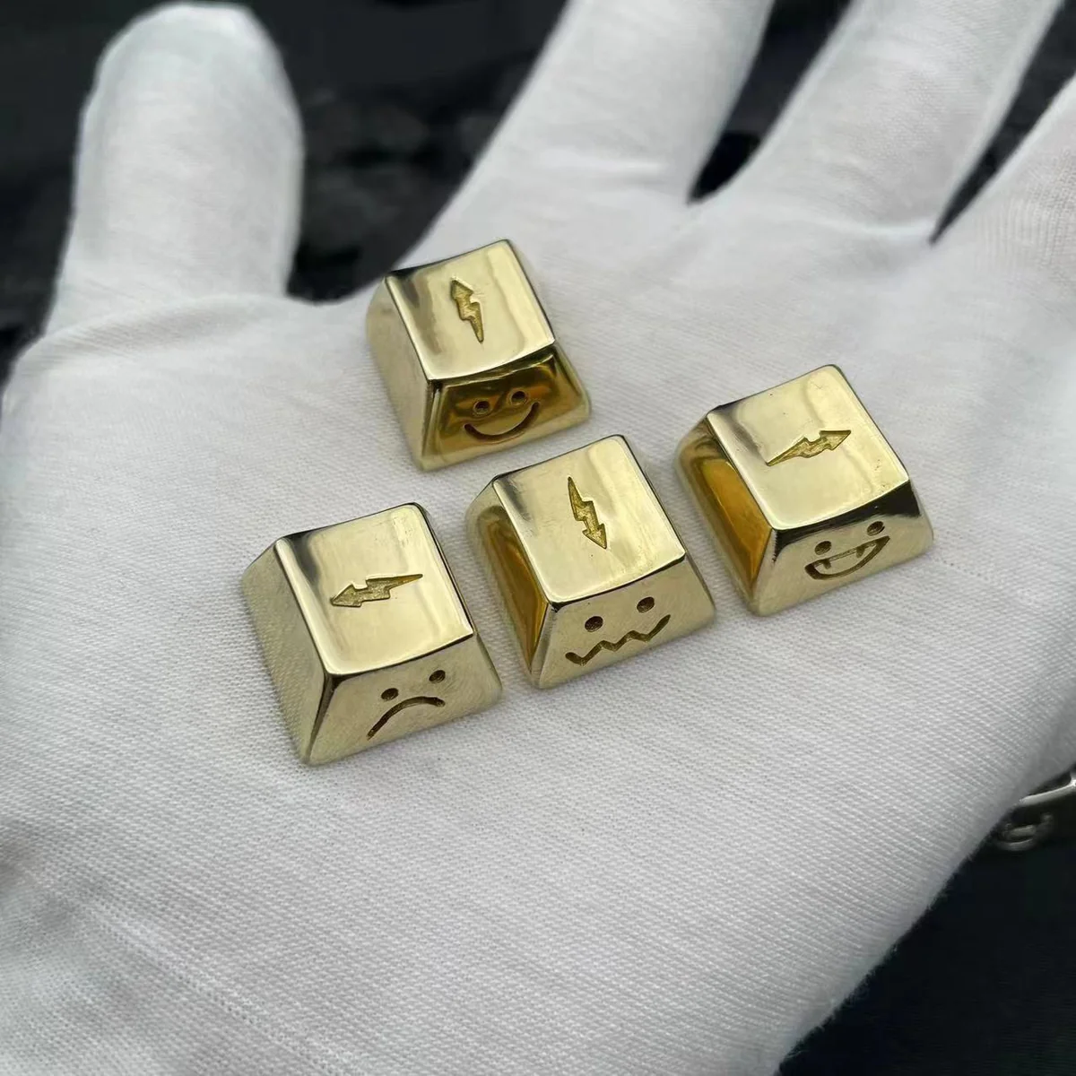 Ergonomic Cherry profile of the handcrafted lightning keycap, side view