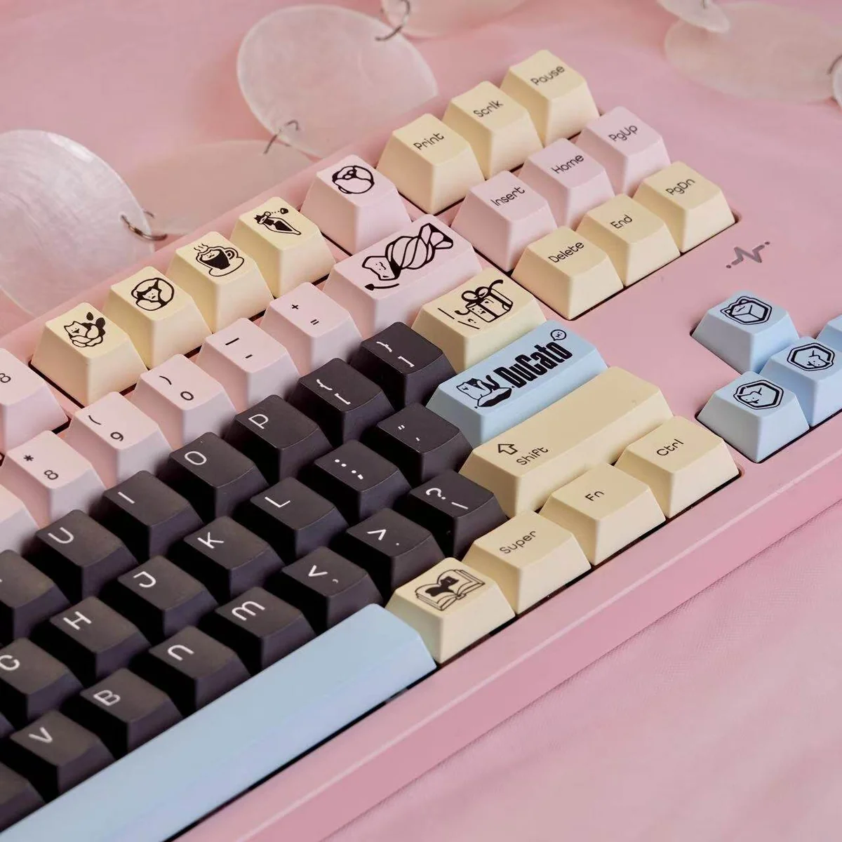 Side profile of DuCato PBT keycaps highlighting the Cherry profile ergonomics