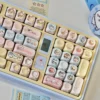 Detail shot of Chiikawa character legends on PBT keycaps