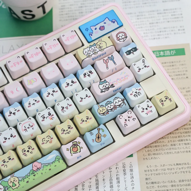 Close-up of Chiikawa Whimsical Characters MAO Cute PBT highlighting details and finish