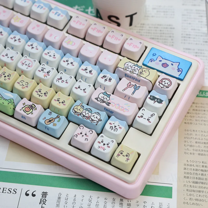 Chiikawa Whimsical Characters MAO Cute PBT installed on a mechanical keyboard setup