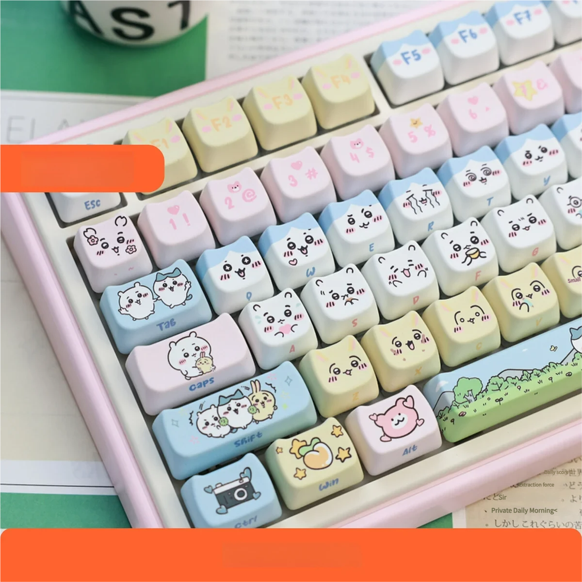 Chiikawa Whimsical Characters MAO Cute PBT hero image featuring Chiikawa Keycap Set