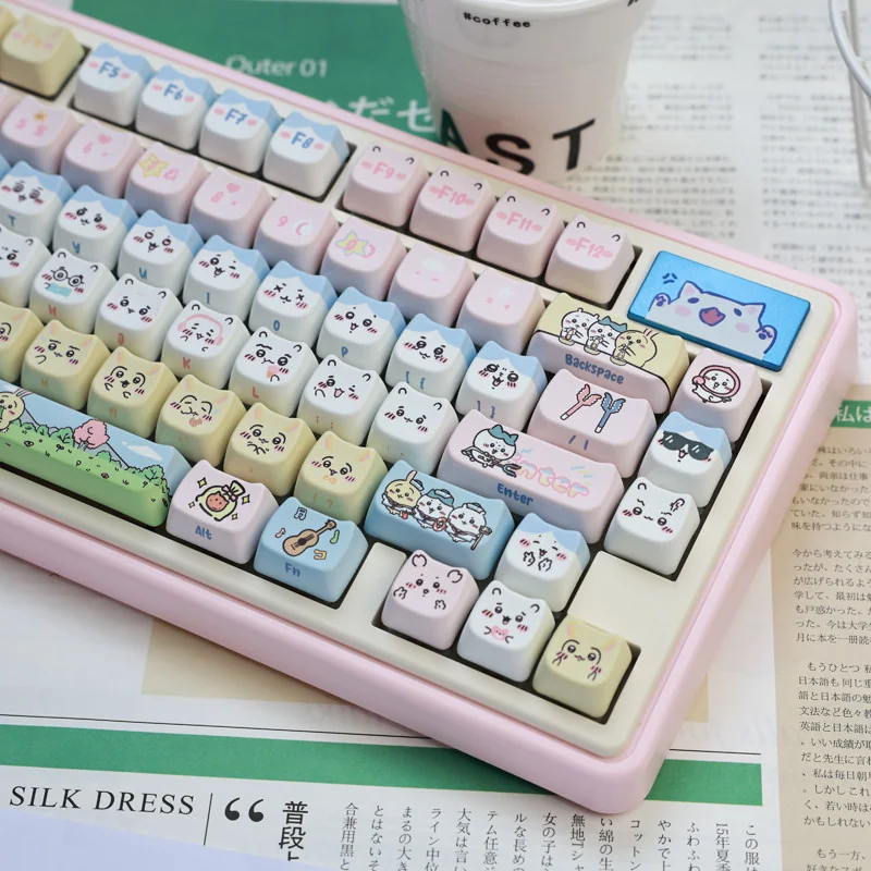 Detailed texture view of Chiikawa Whimsical Characters MAO Cute PBT design and material