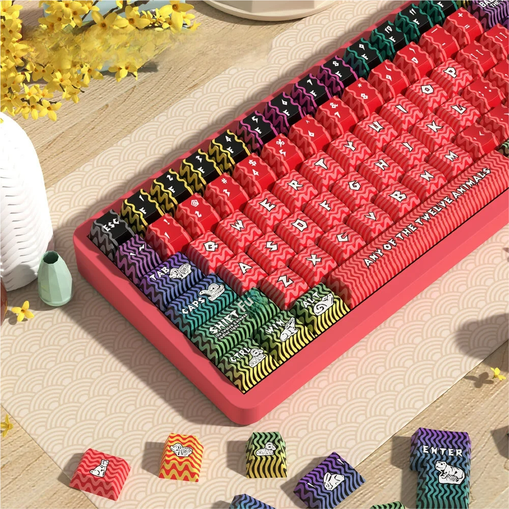 Close-up of Chinese Zodiac Cherry Keycap Exquisite Chinese highlighting details and finish