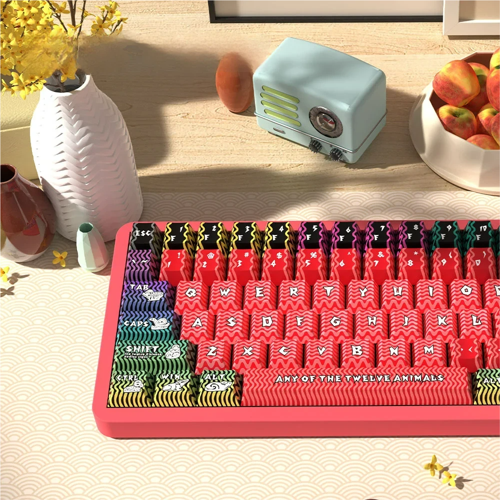 Side profile of Chinese Zodiac Cherry Keycap Exquisite Chinese showing keycap set shape and fit