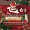 Christmas Night PBT keycap set installed on a mechanical keyboard, showcasing festive designs.