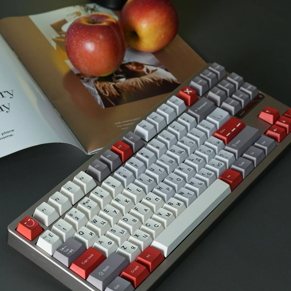 Close-up of Classic Russian Cherry Keycap Durable PBT classic highlighting details and finish