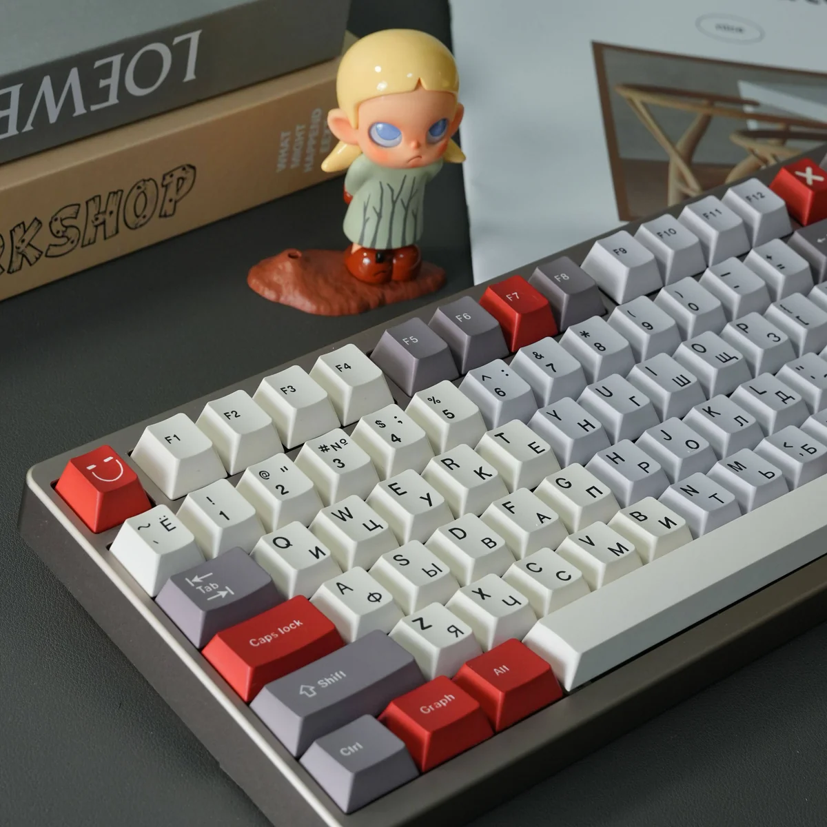 Classic Russian Cherry Keycap Durable PBT classic installed on a mechanical keyboard setup
