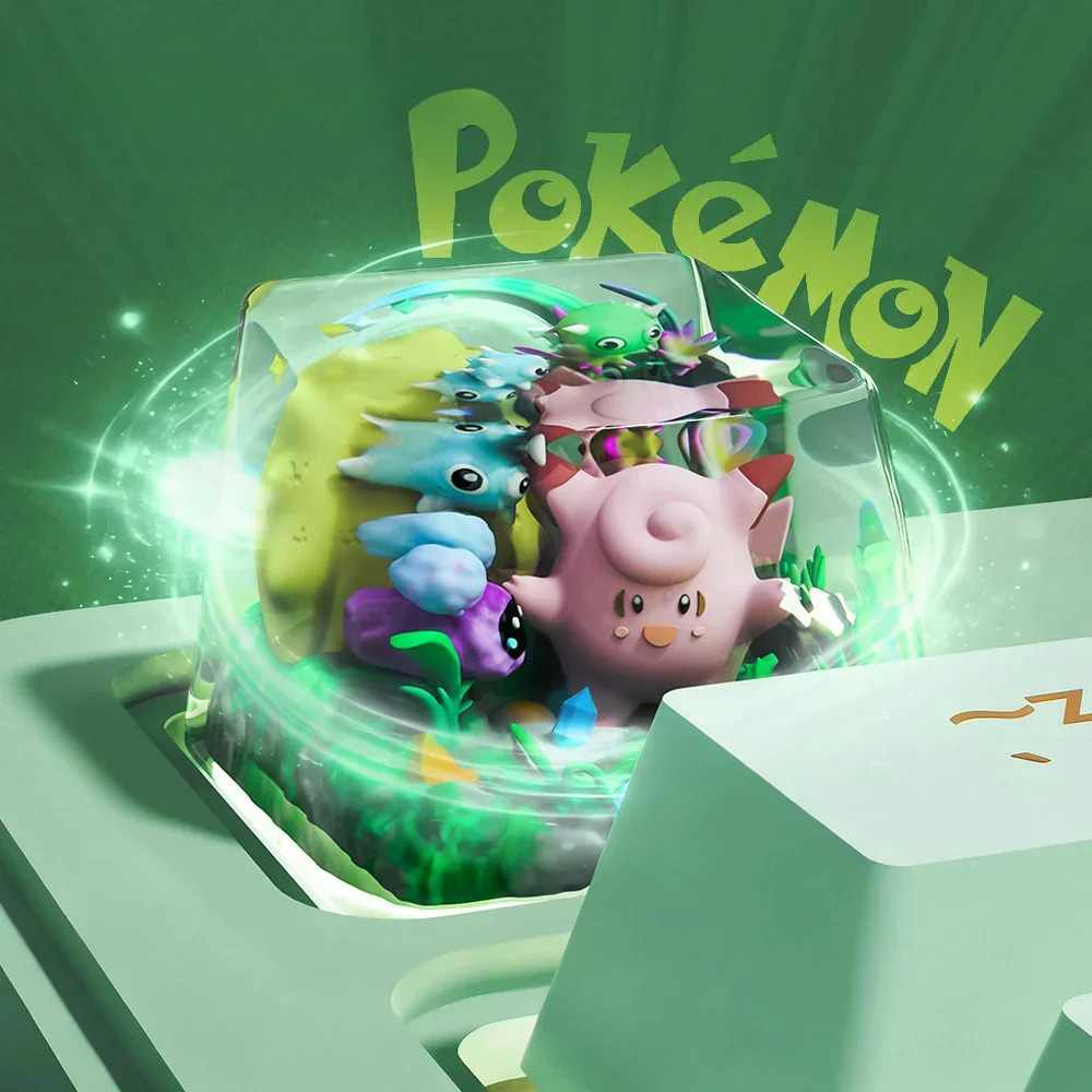 Collection of Clefairy keycap from different angles, showcasing its unique handcrafted charm