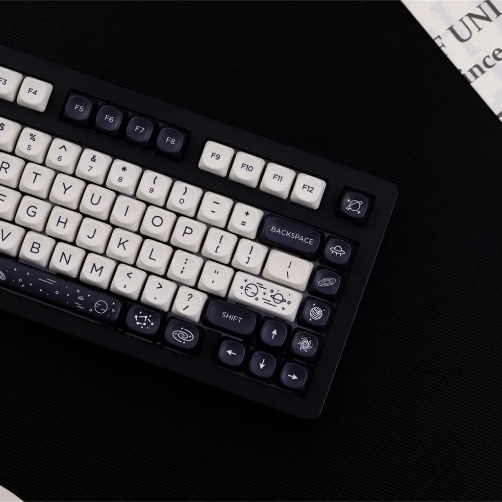 Close-up of Cosmic Elegance Galaxy MOA Premium PBT MOA highlighting details and finish
