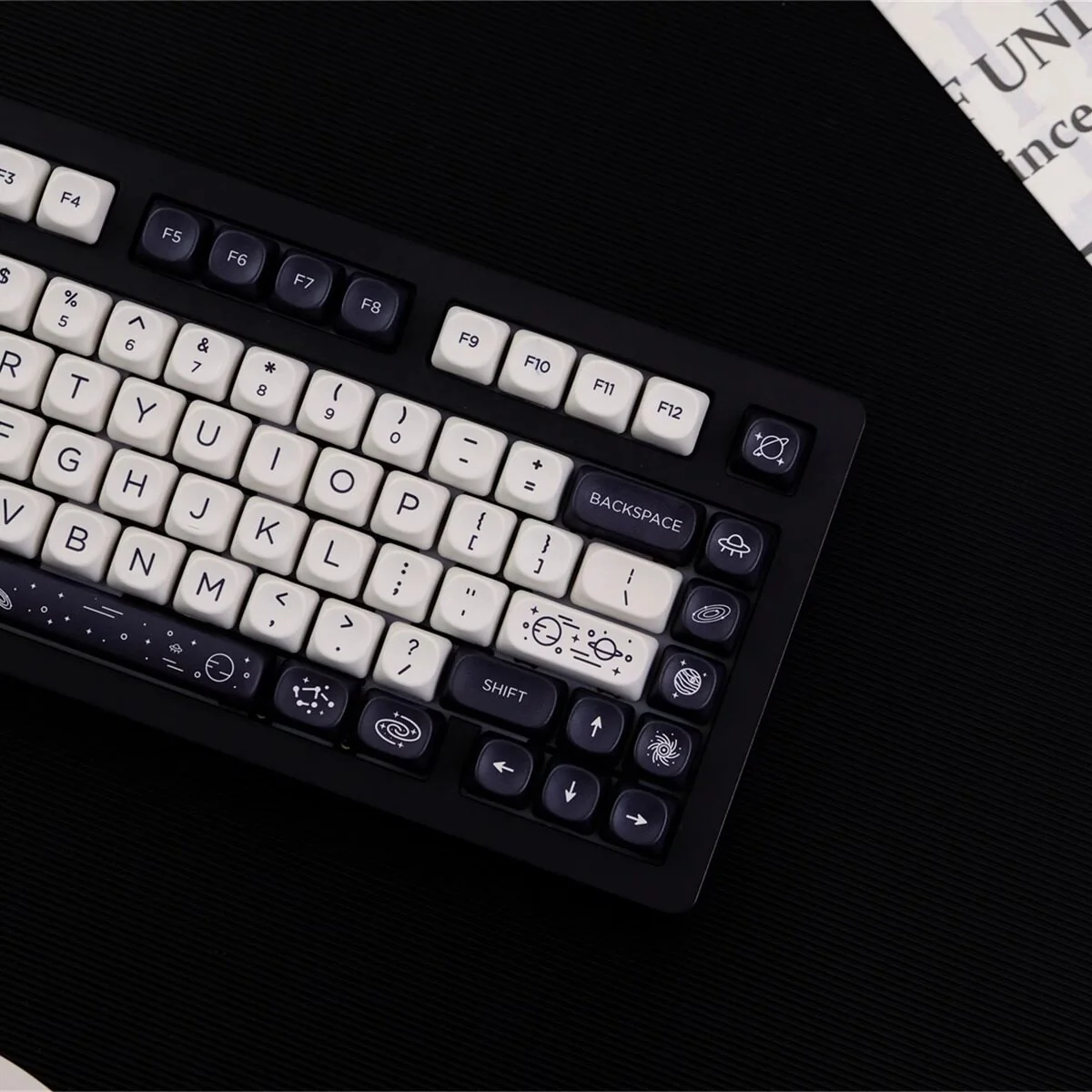 Close-up of Cosmic Elegance Galaxy MOA Premium PBT MOA highlighting details and finish