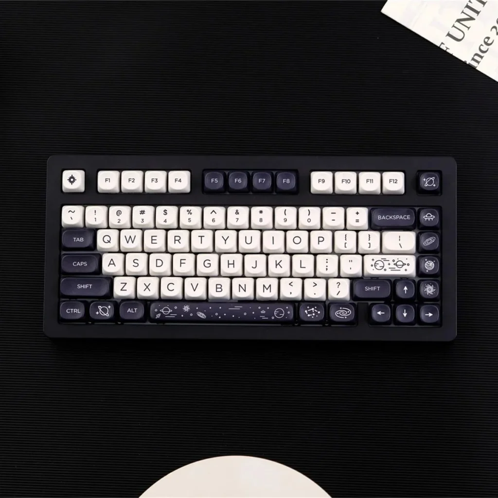 Cosmic Elegance Galaxy MOA Premium PBT MOA hero image featuring Cosmic Elegance Galaxy Keycap Set