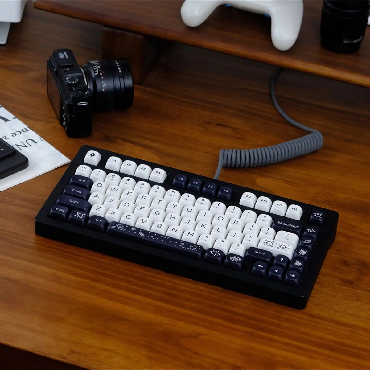 Side profile of Cosmic Elegance Galaxy MOA Premium PBT MOA showing keycap set shape and fit