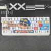 Full layout of Crayon Shin-chan 74-keycap set on a compact mechanical keyboard with RGB backlighting
