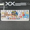 Crayon Shin-chan PBT Dye-Sub Keycap Set with side-printed backlit characters on a mechanical keyboard