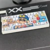 Close-up of a Crayon Shin-chan keycap showing side-printed legend and PBT texture