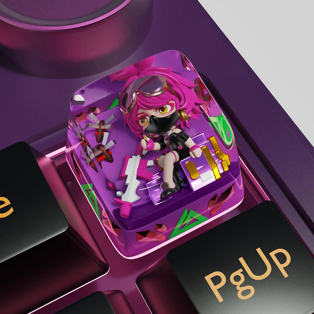 Overhead view of the Delta Force Toxik Midnight Delivery Keycap, showcasing the full biohazard design