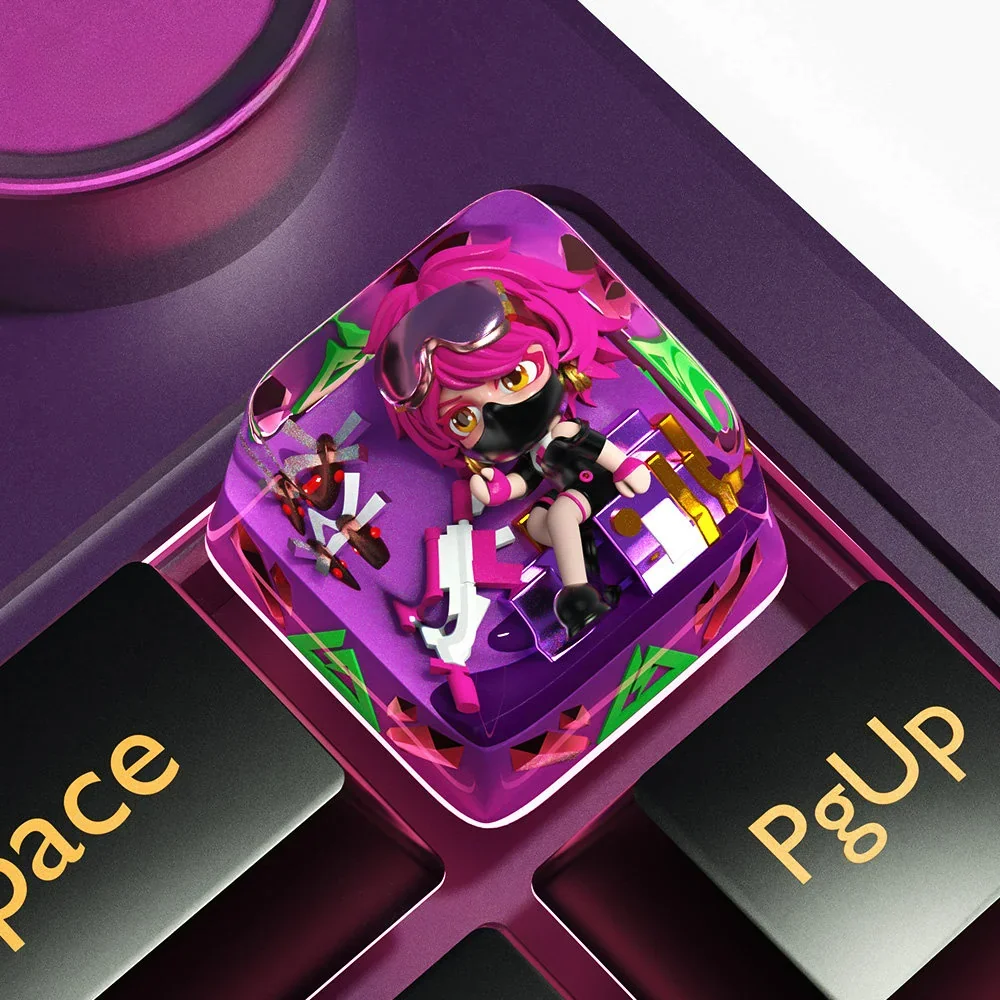 Delta Force Toxik Midnight Delivery Keycap, handcrafted resin with biohazard symbol on mechanical keyboard