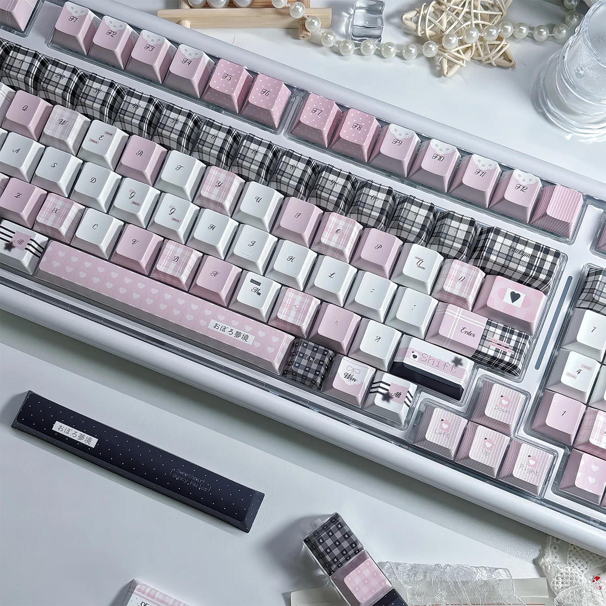 Side profile view of Dreamscape Cherry profile keycaps highlighting ergonomic design
