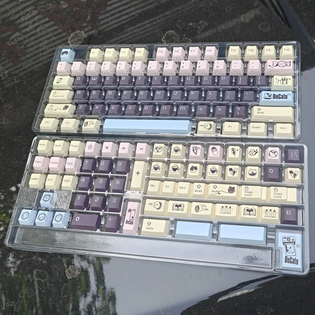 Collection of DuCato keycaps demonstrating vibrant colors and adventure theme